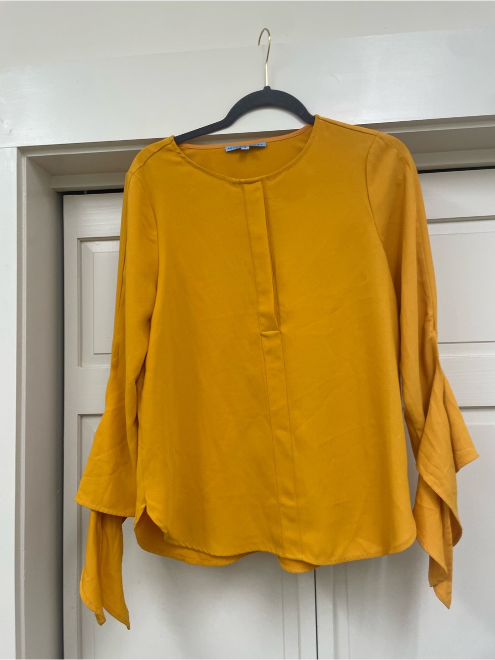 ANTONIO MELANI Golden Yellow Tie-Sleeve Blouse
